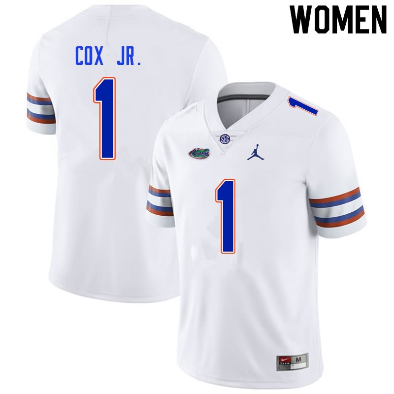 NCAA Florida Gators Brenton Cox Jr. Women's #1 Nike White Stitched Authentic College Football Jersey DVZ4464AY